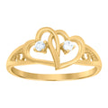 10K Yellow Gold Womens Cubic Zirconia Double Heart Engagement Ring