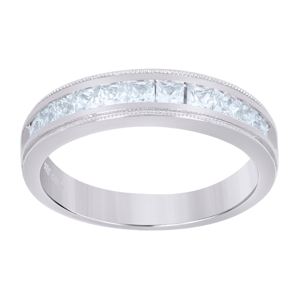 925 Sterling Silver Womens CZ Size-10 Princess-Cut Center Stones Bridal Wedding Anniversary Engagement Ring Band