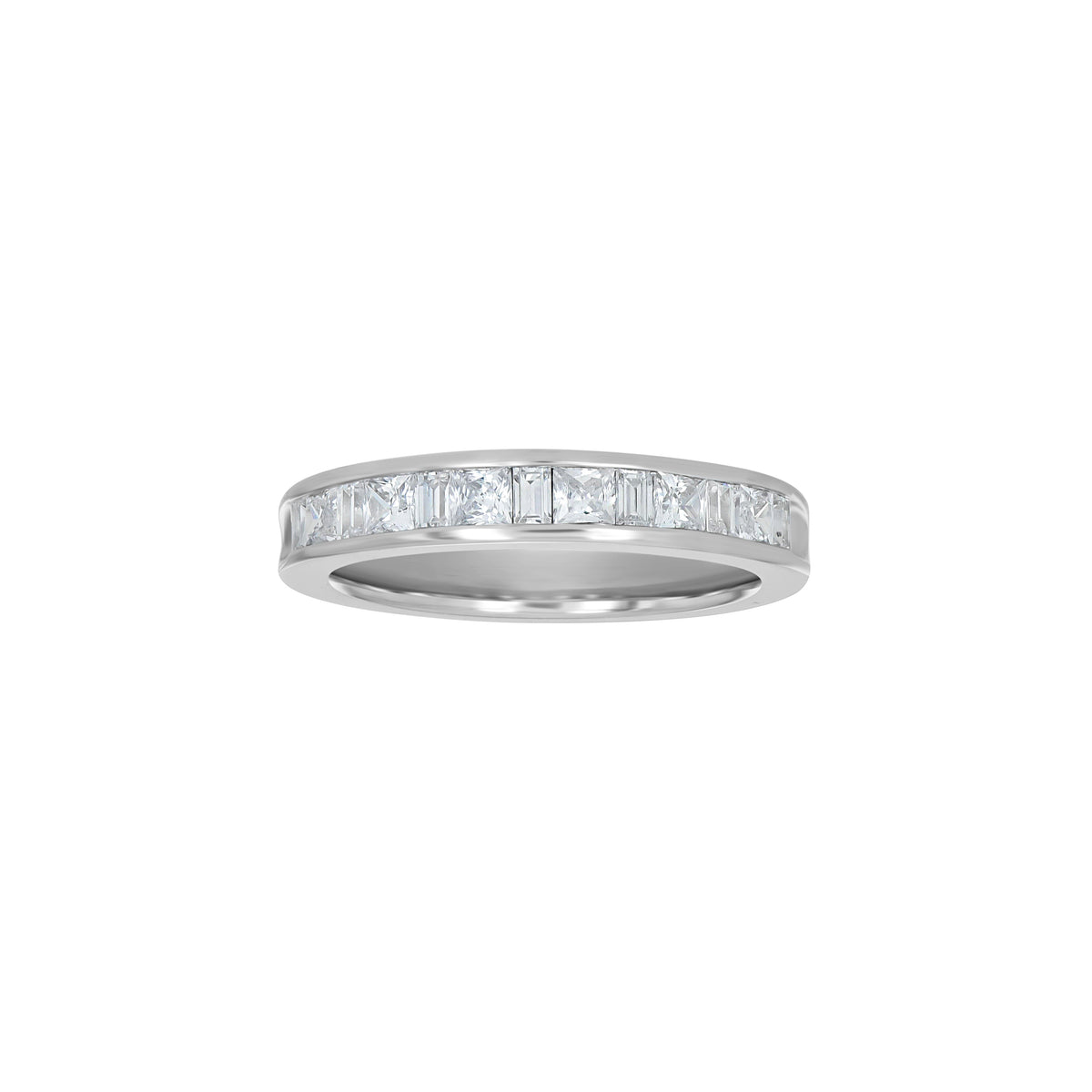 925 Sterling Silver Womens CZ Size-7 Princess Baguette Center Stones Bridal Wedding Anniversary Engagement Ring Band