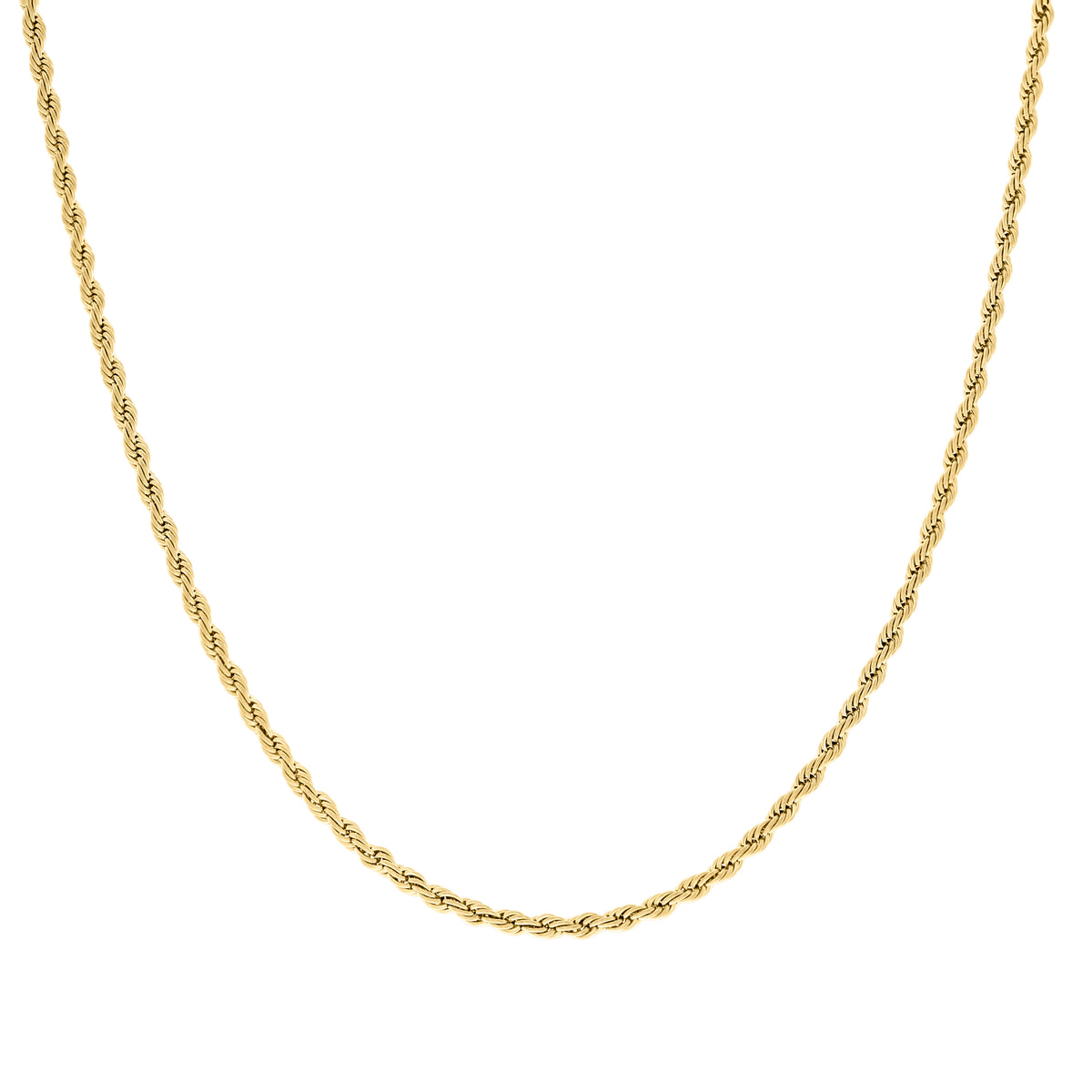 Yellow Stainless Steel Unisex 3mm 16 Inches Rope Fashion Chain Necklace