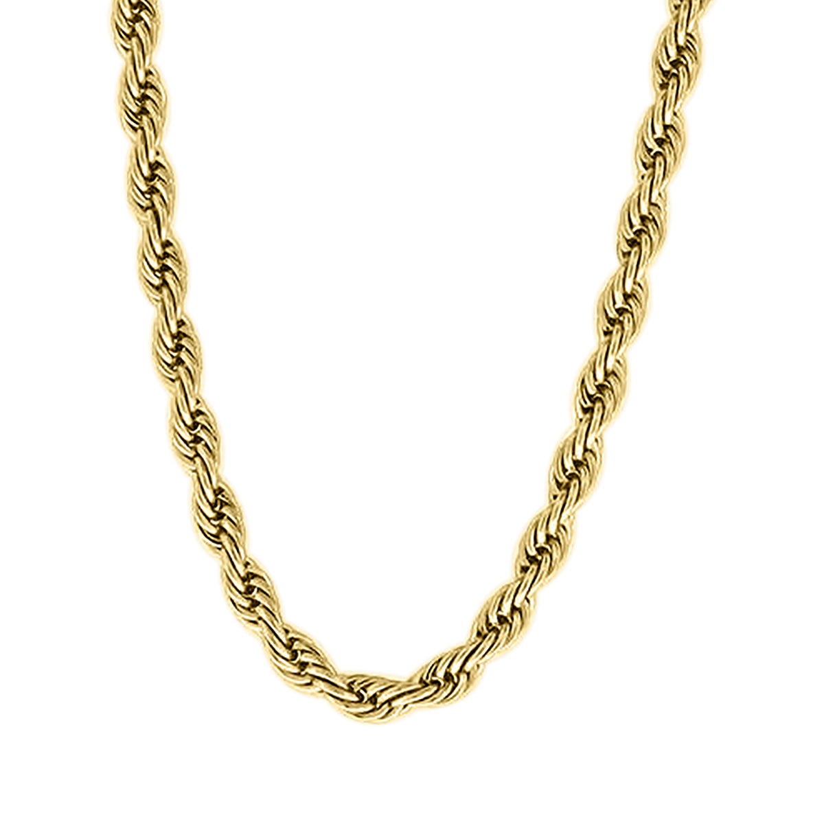 Yellow Stainless Steel Unisex 4mm 28 Inches Rope Fashion Chain Necklace