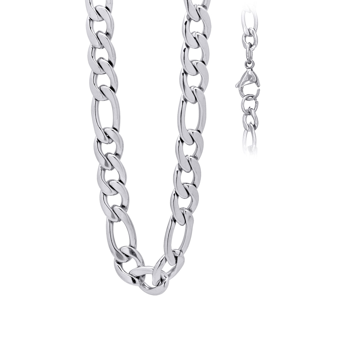 Stainless Steel Unisex 4mm 18 Inches Figaro Fashion Link Chain Necklace