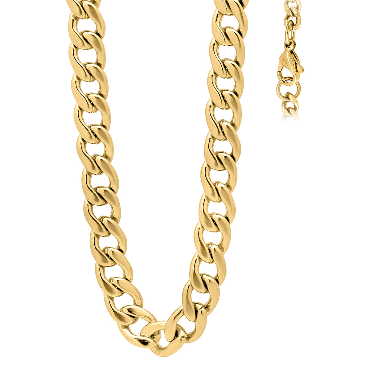 Yellow Stainless Steel Unisex 4mm 16 Inches Cuban Fashion Link Chain Necklace