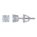 925 Sterling Silver Womens Cubic Zirconia Round Classic Studs Earrings