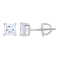 925 Sterling Silver Womens Cubic Zirconia Square Classic Studs Earrings
