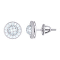 925 Sterling Silver Womens Cubic Zirconia Round Stud Earrings