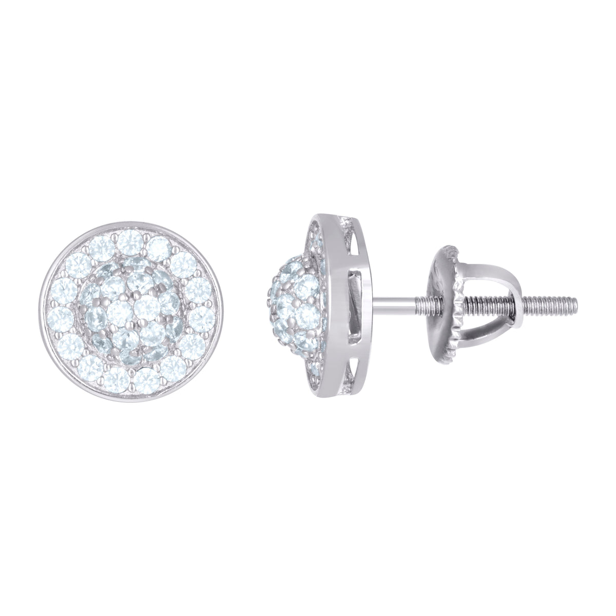 925 Sterling Silver Womens Cubic Zirconia Round Stud Earrings