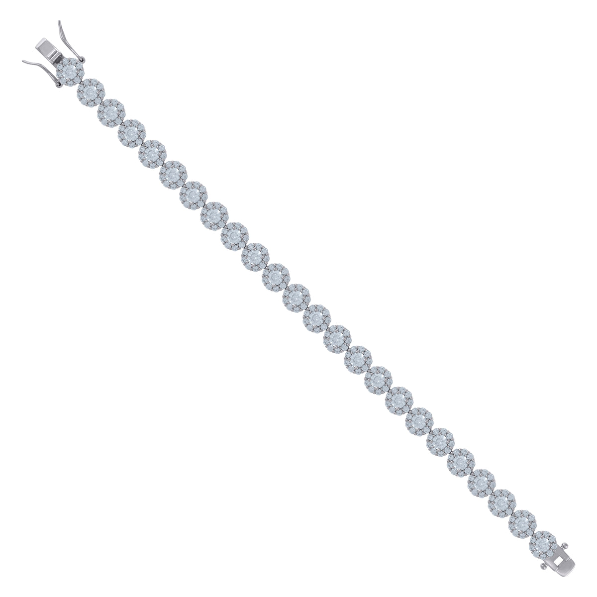 925 Sterling Silver Womens Cubic Zirconia Fancy Tennis Flower Bracelet Size 8 Inches