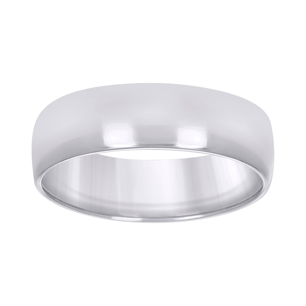 10K White Gold Unisex 6mm Regular-Fit Wedding Band Ring Size 5