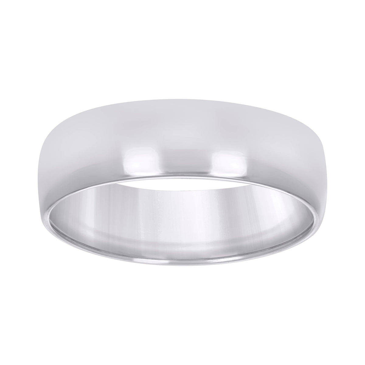 10K White Gold Unisex 6mm Regular-Fit Wedding Band Ring Size 5