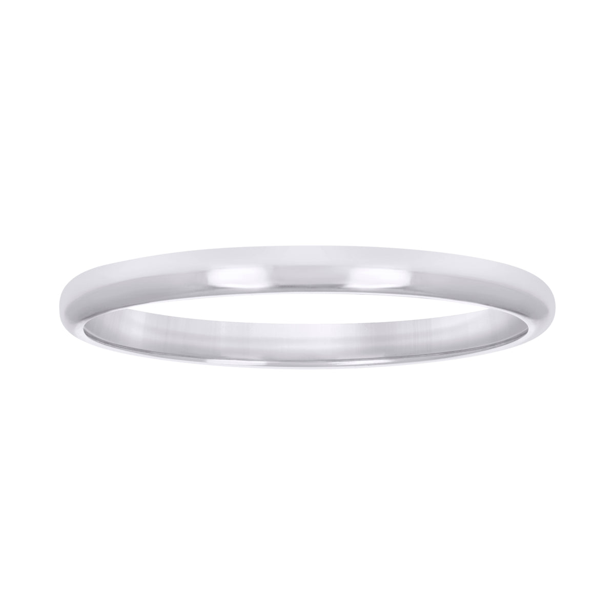 10K White Gold Unisex 2mm Comfort-Fit Wedding Band Ring Size 13