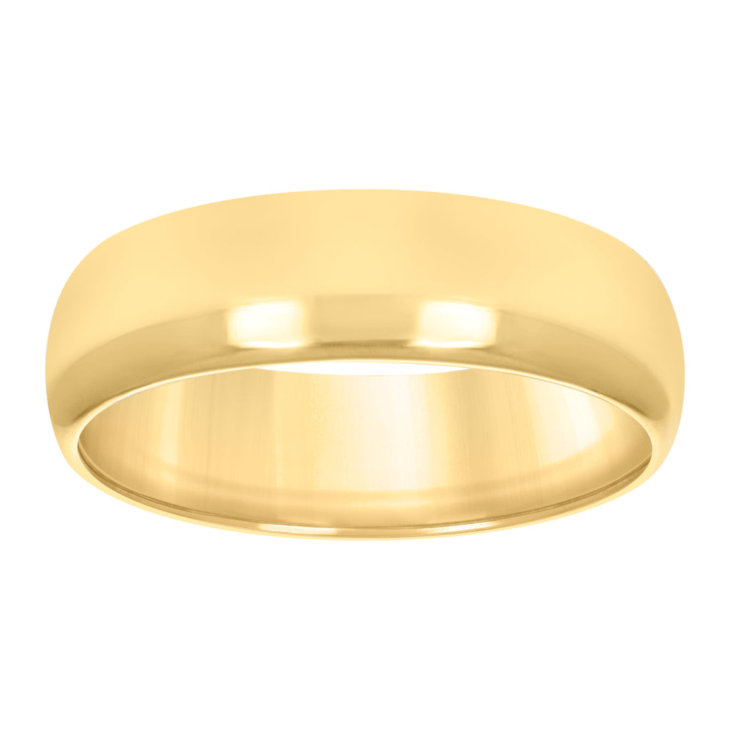 10K Yellow Gold Unisex 6mm Comfort-Fit Wedding Band Ring Size 7