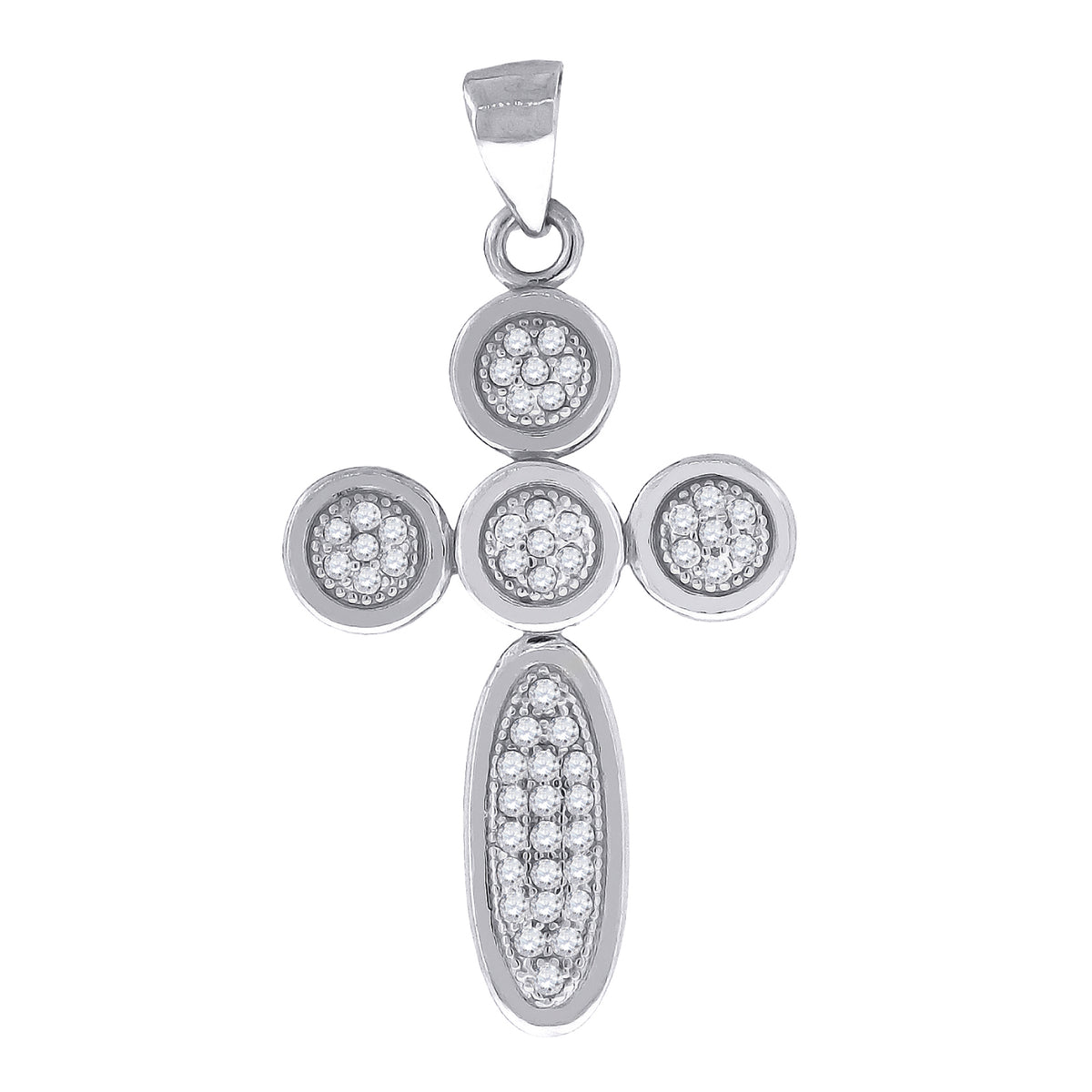 925 Sterling Silver Unisex Cz Cross Religious Charm Pendant