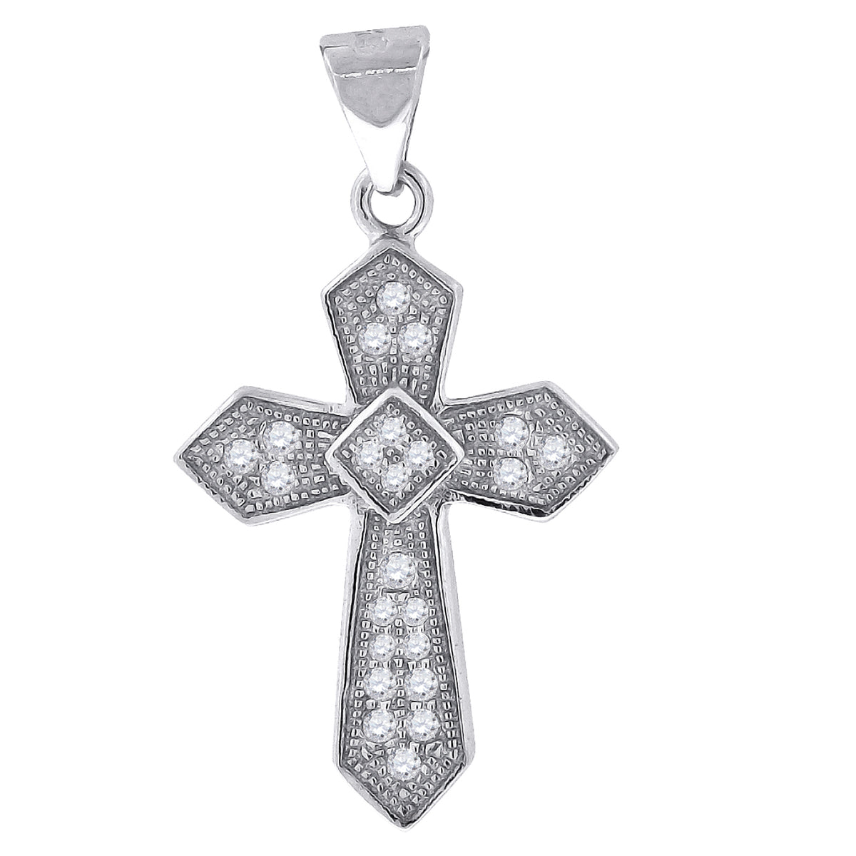 925 Sterling Silver Mens Cubic Zirconia Passion Cross Religious Charm Pendant