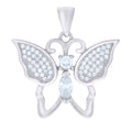 925 Sterling Silver Womens Cubic Zirconia Butterfly Charm Pendant