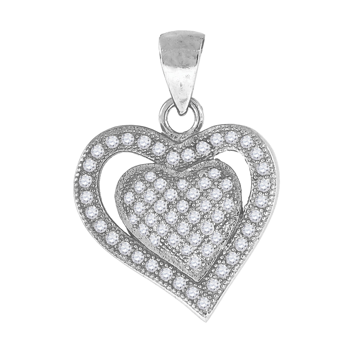 925 Sterling Silver Womens Cz Heart Charm Pendant
