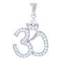 925 Sterling Silver Womens Cubic Zirconia Ohm Symbol Religious Charm Pendant