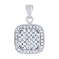 925 Sterling Silver Womens Cubic Zirconia Square Fashion Charm Pendant