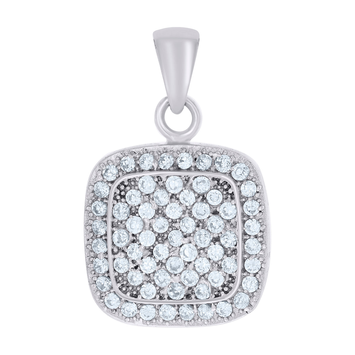 925 Sterling Silver Womens Cubic Zirconia Square Fashion Charm Pendant