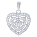 925 Sterling Silver Womens Cz Heart Charm Pendant
