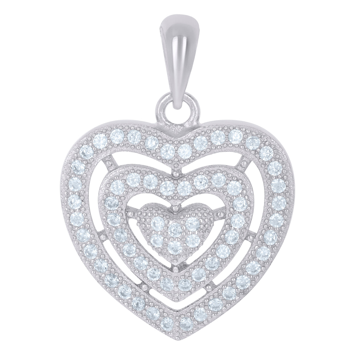 925 Sterling Silver Womens Cz Heart Charm Pendant
