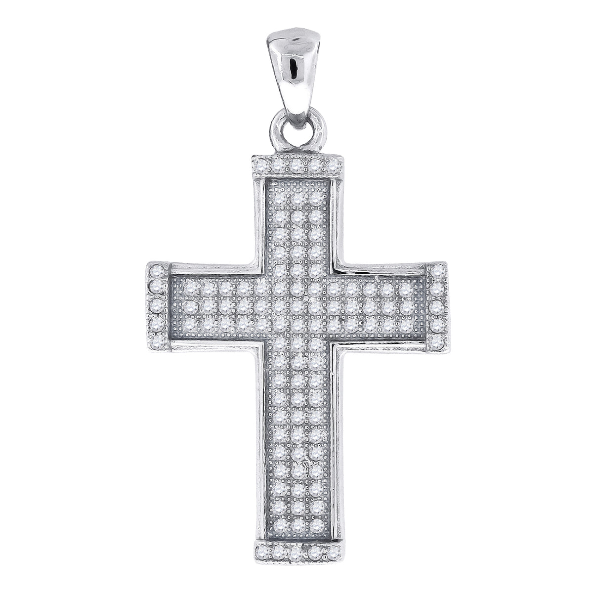 925 Sterling Silver Unisex Cz Cross Religious Charm Pendant