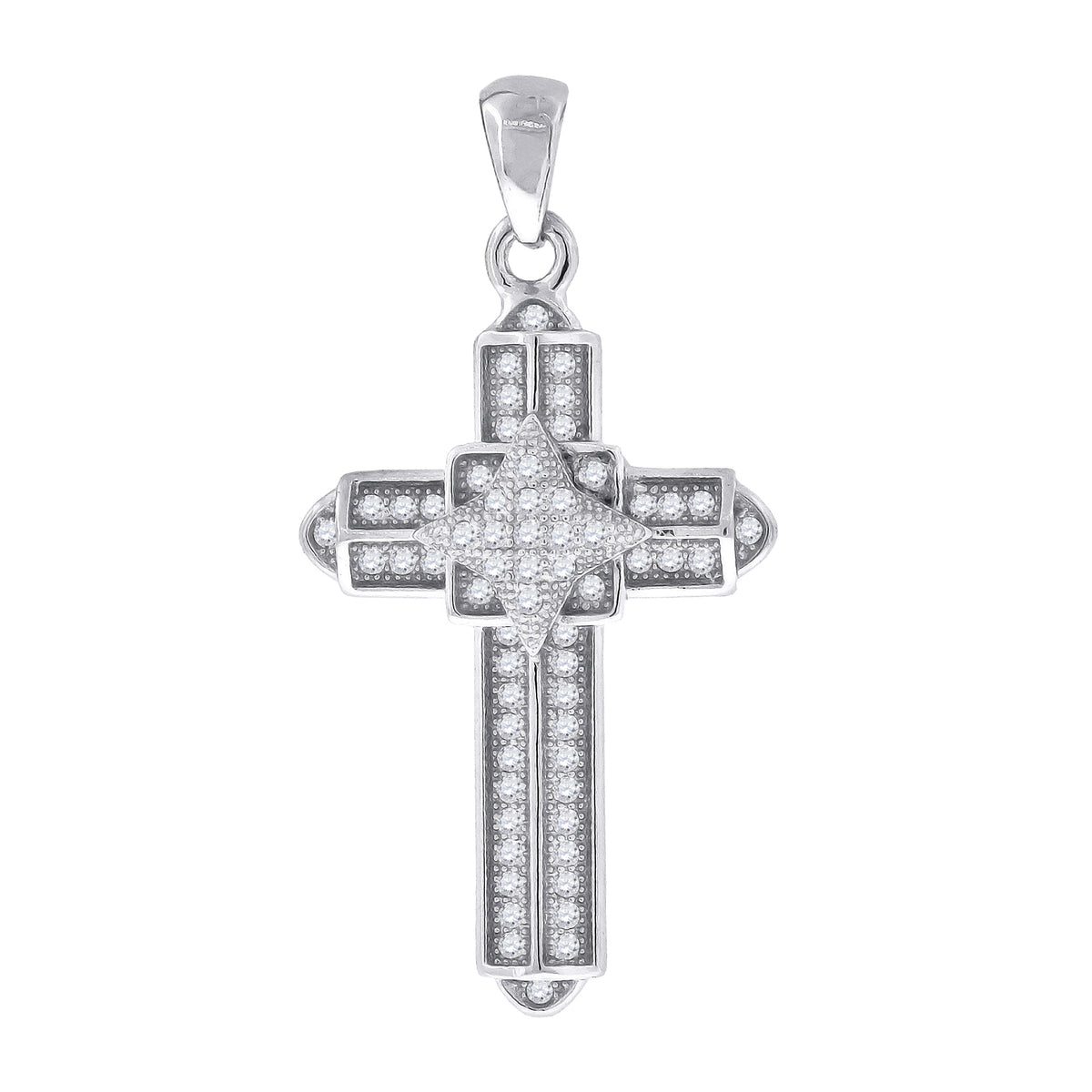 925 Sterling Silver Unisex Cz Cross Religious Charm Pendant