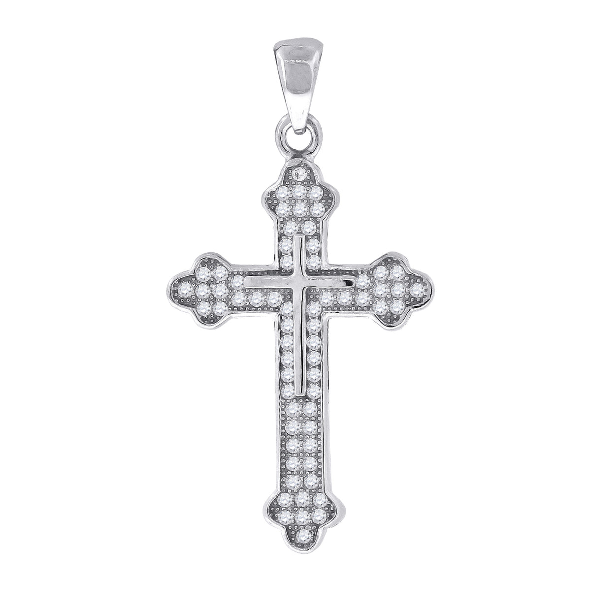 925 Sterling Silver Unisex Cz Cross Religious Charm Pendant