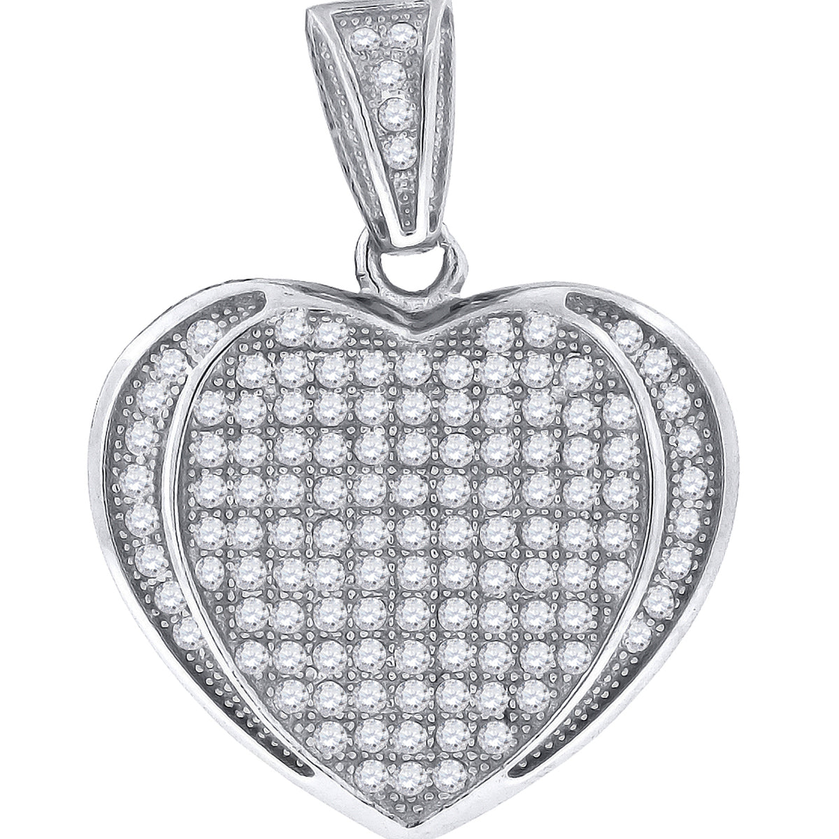 925 Sterling Silver Womens Cz Heart Charm Pendant