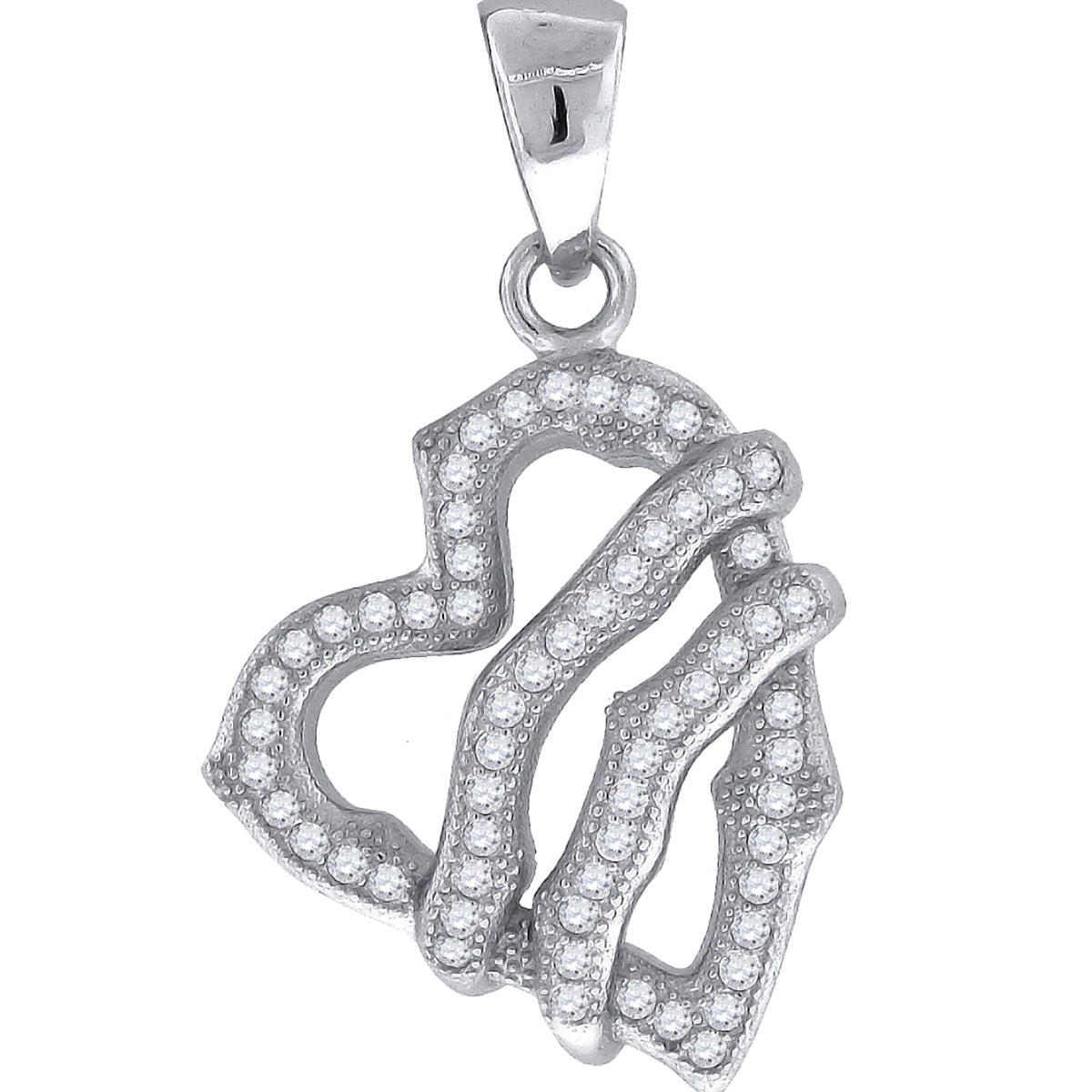925 Sterling Silver Womens Cz Heart Charm Pendant