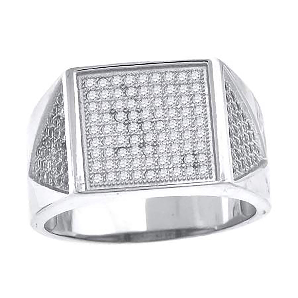 925 Sterling Silver Mens Cubic Zirconia Cluster Presidential Ring Sizes 7 To 11