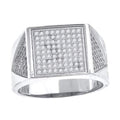 925 Sterling Silver Mens Cubic Zirconia Cluster Presidential Ring Size 9