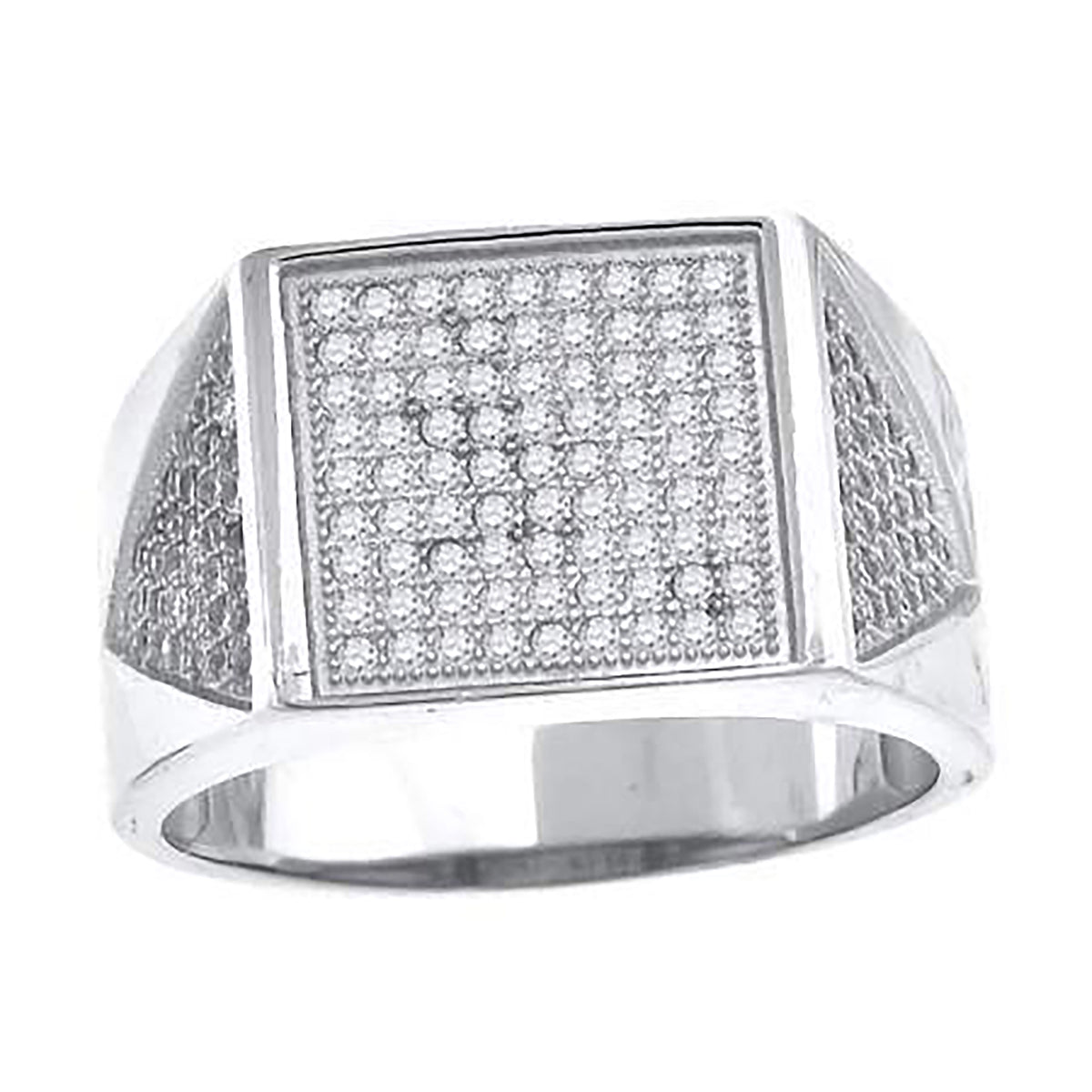 925 Sterling Silver Mens Cubic Zirconia Cluster Presidential Ring Size 9