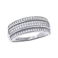 925 Sterling Silver Womens Cubic Zirconia Cz 4 Row Wedding Band Ring