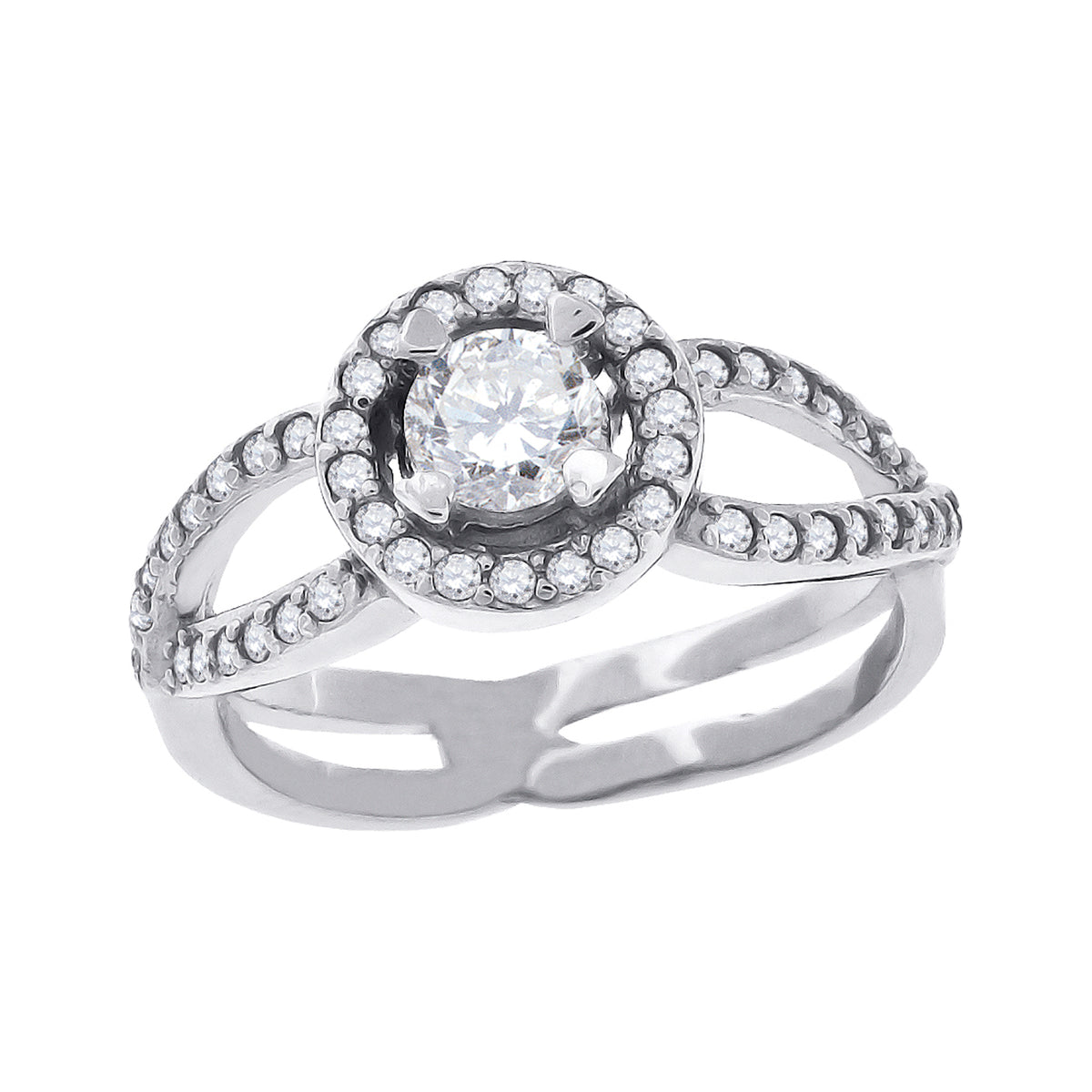 925 Sterling Silver Womens Cubic Zirconia Halo Engagement Ring Size 8