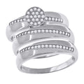 925 Sterling Silver His & Hers Cubic-Zirconia Round Head Trio Ring Set