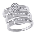 925 Sterling Silver His & Hers Cubic-Zirconia Round Head Trio Ring Set Size 10