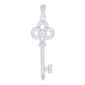 925 Sterling Silver Womens Cz Key Charm Pendant