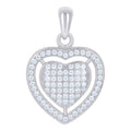 925 Sterling Silver Womens Cubic Zirconia Heart Charm Pendant