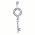 925 Sterling Silver Womens Cz Key Charm Pendant