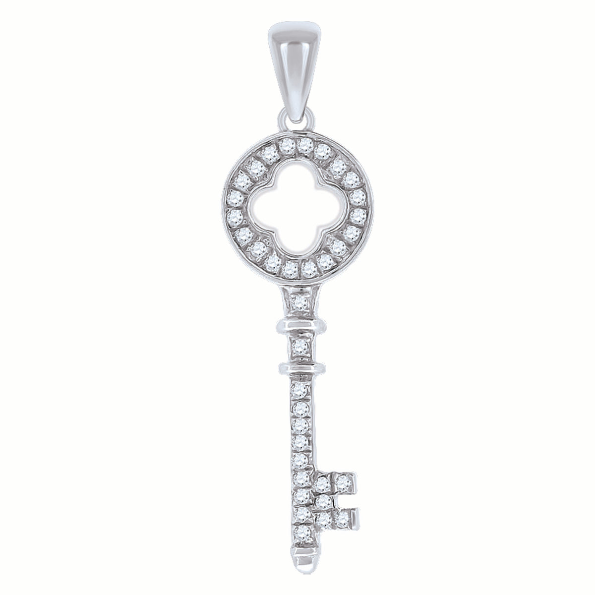 925 Sterling Silver Womens Cz Key Charm Pendant