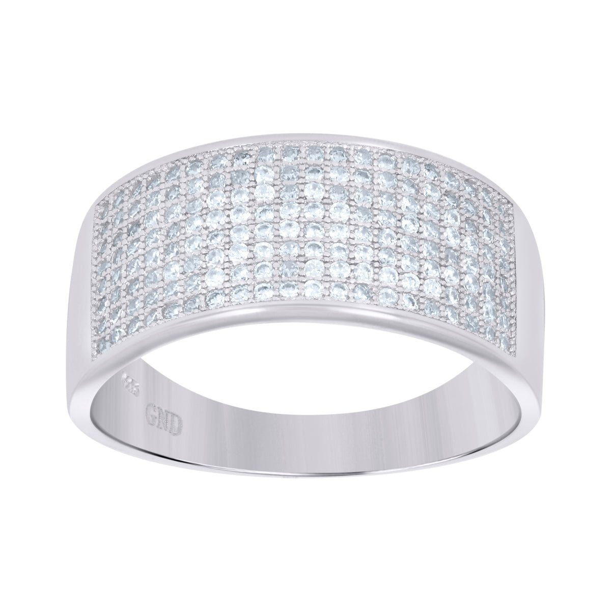 925 Sterling Silver Mens Cubic Zirconia Wedding Band Ring Size 8