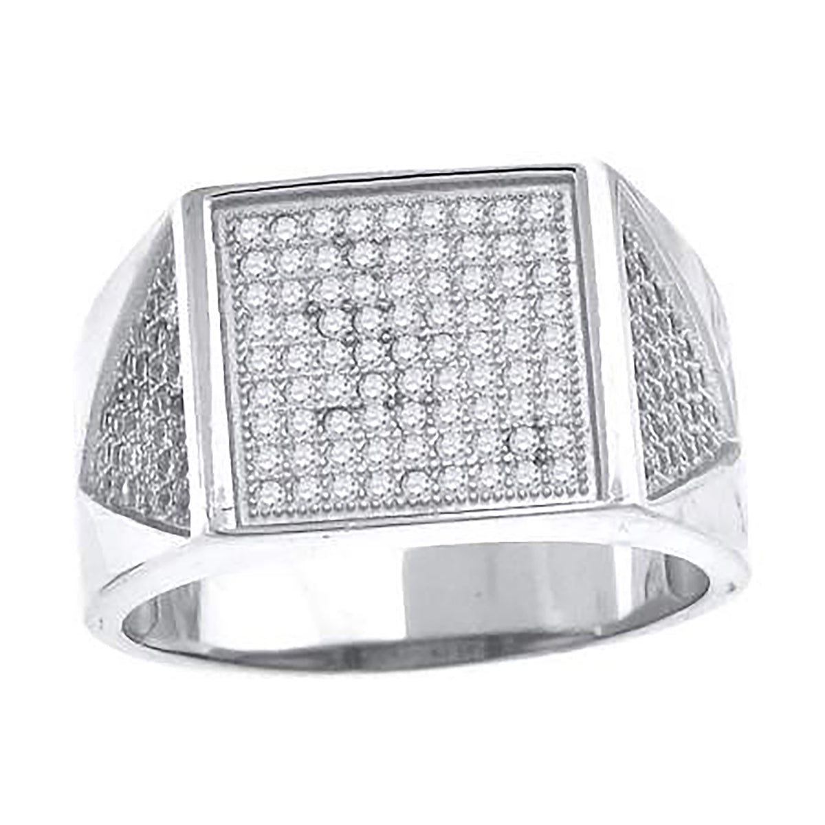 925 Sterling Silver Mens Cubic Zirconia Cluster Presidential Ring Size 11