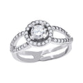 925 Sterling Silver Womens Cubic Zirconia Halo Engagement Ring Size 6