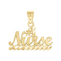 10K Yellow Gold Unisex No.1 Nurse Letters & Words Charm Pendant