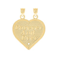 10K Gold Diamond-Cut Unisex Friends Apart But Always Together Broken Heart Pendant