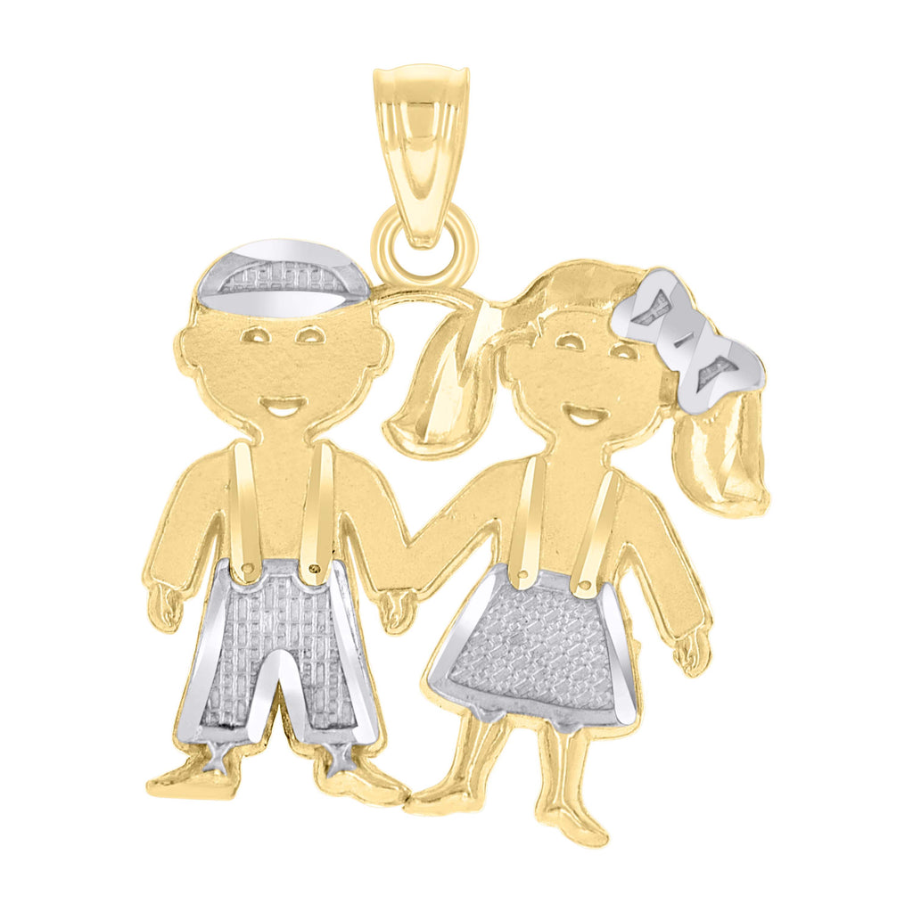 10K Gold Two-Tone Baby Twin Boys Charm Pendant