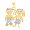 10K Gold Two-Tone Baby Twin Boys Charm Pendant