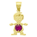 10K Yellow Gold Textured Baby Purple Cubic-Zirconia Boy Charm Pendant