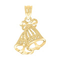 10K Yellow Gold Diamond-Cut Womens Bells Luck Charm Pendant